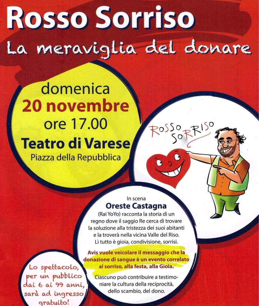 A Teatro la meraviglia del donare con Oreste Castagna - Avis Provinciale  Varese